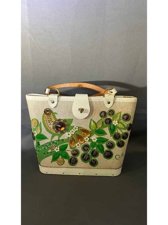 Enid Collins Handbags - Vintage Embellished "Money Tree" Purse With Wooden Base